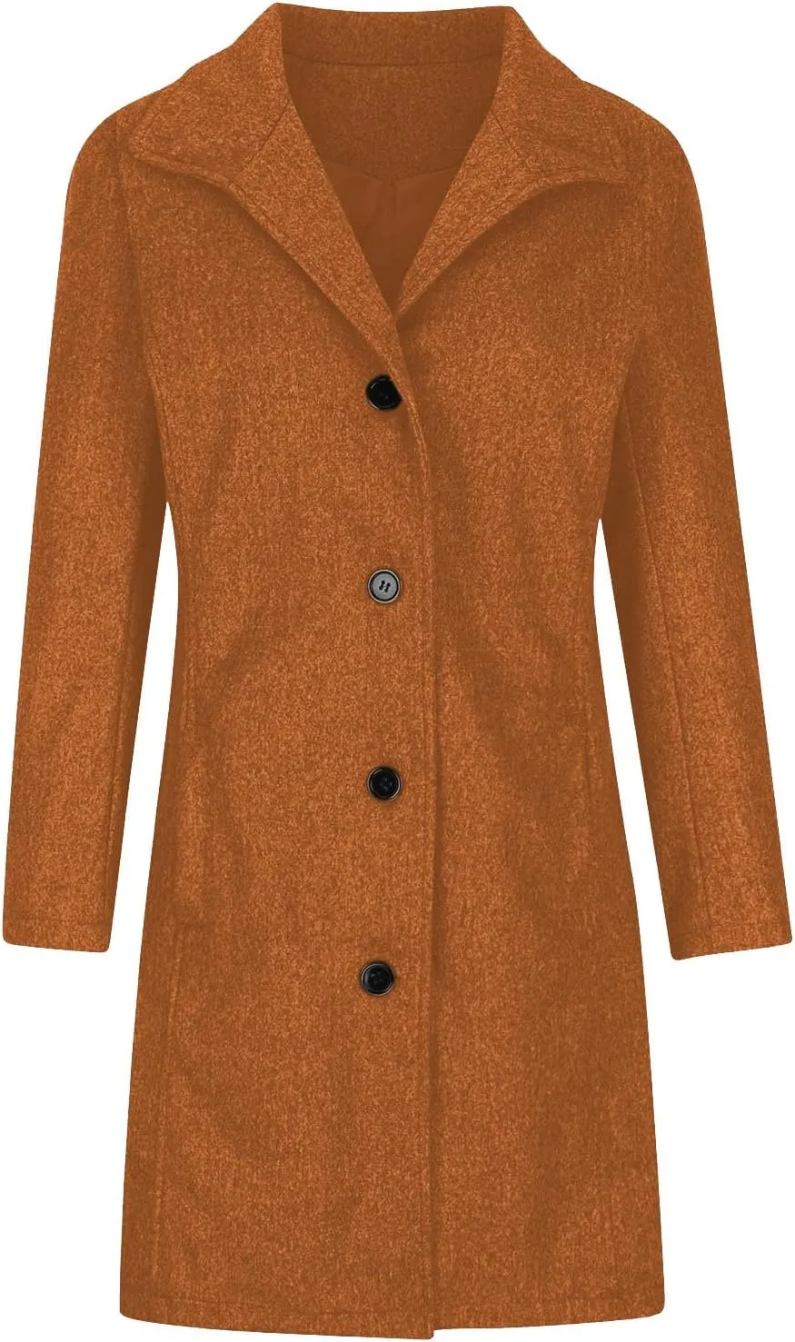 Winter Coats For Women Wool Blend Coat Fashion Button Lapel Solid Color Peacoat Fall Casual Going Out Long Overcoat