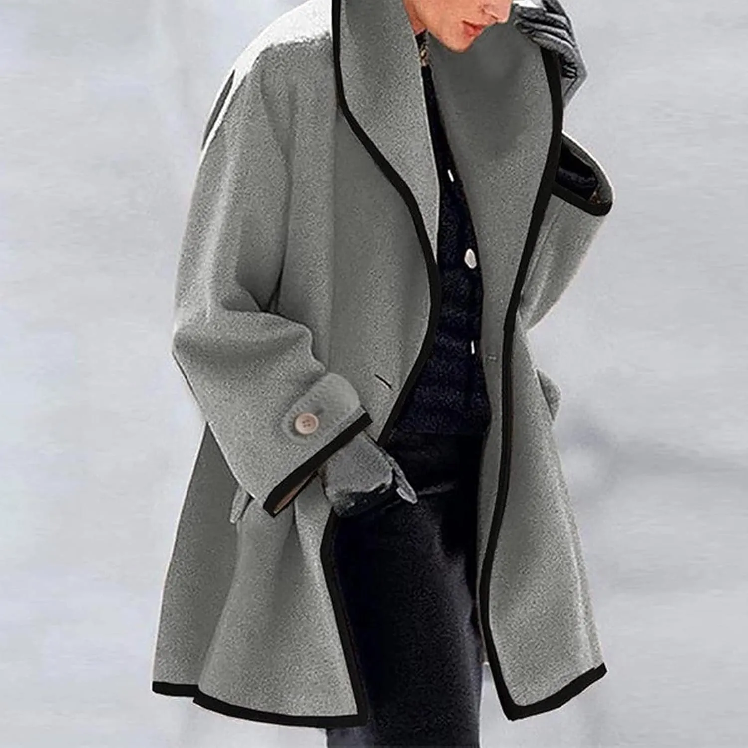 Winter Jackets For Women Womens Winter Wool Coat Trench Jacket Ladies Warm Slim Long Overcoat Outwear
