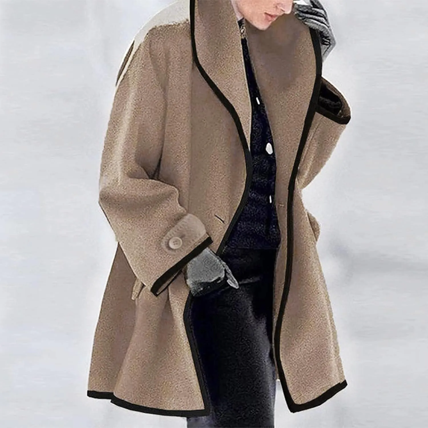 Winter Jackets For Women Womens Winter Wool Coat Trench Jacket Ladies Warm Slim Long Overcoat Outwear