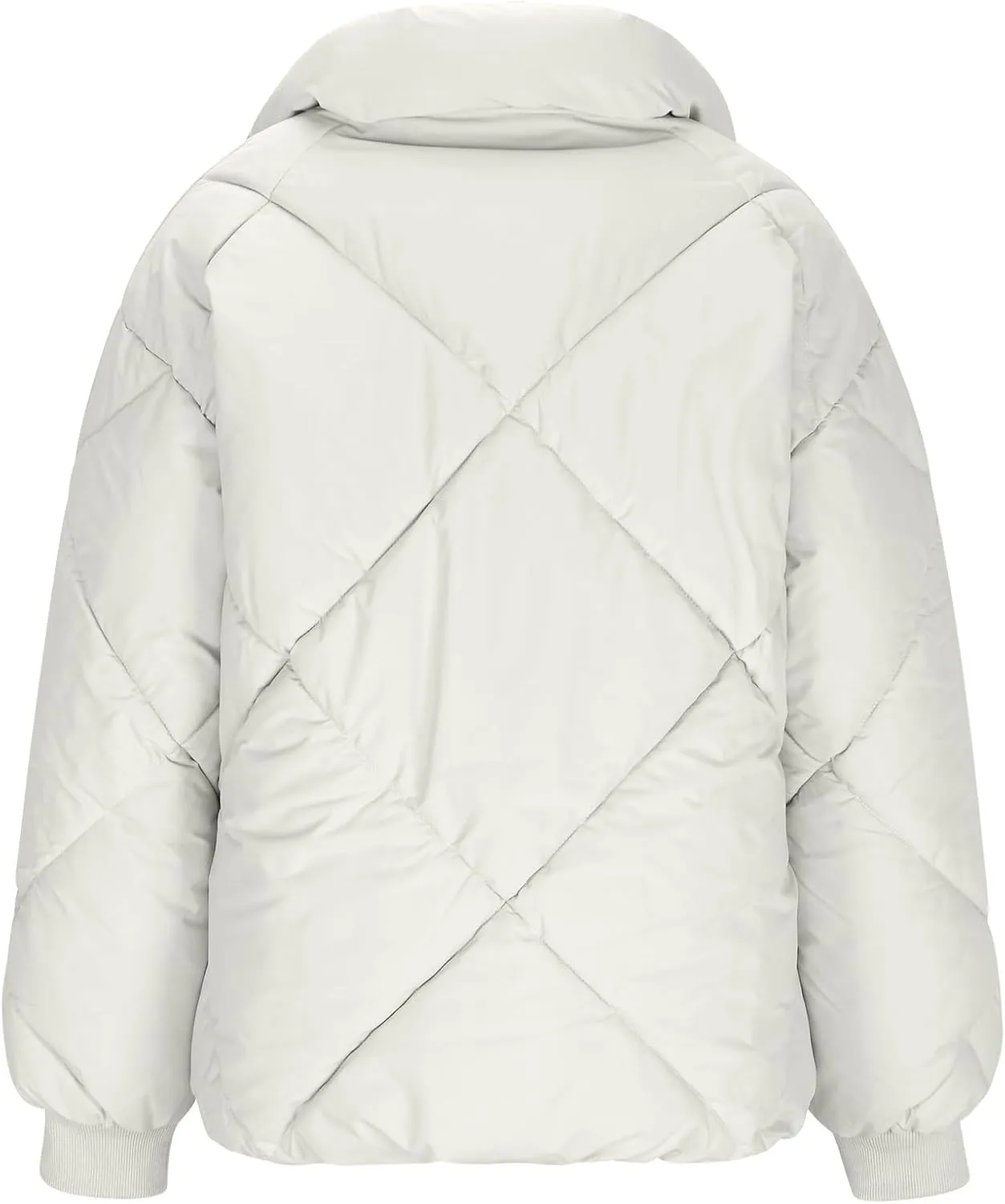 Winter Puffer Coats for Women Full Zipper Cotton-Padded Jacket Button Long Sleeve Pockets Warm Quilted Outerwear