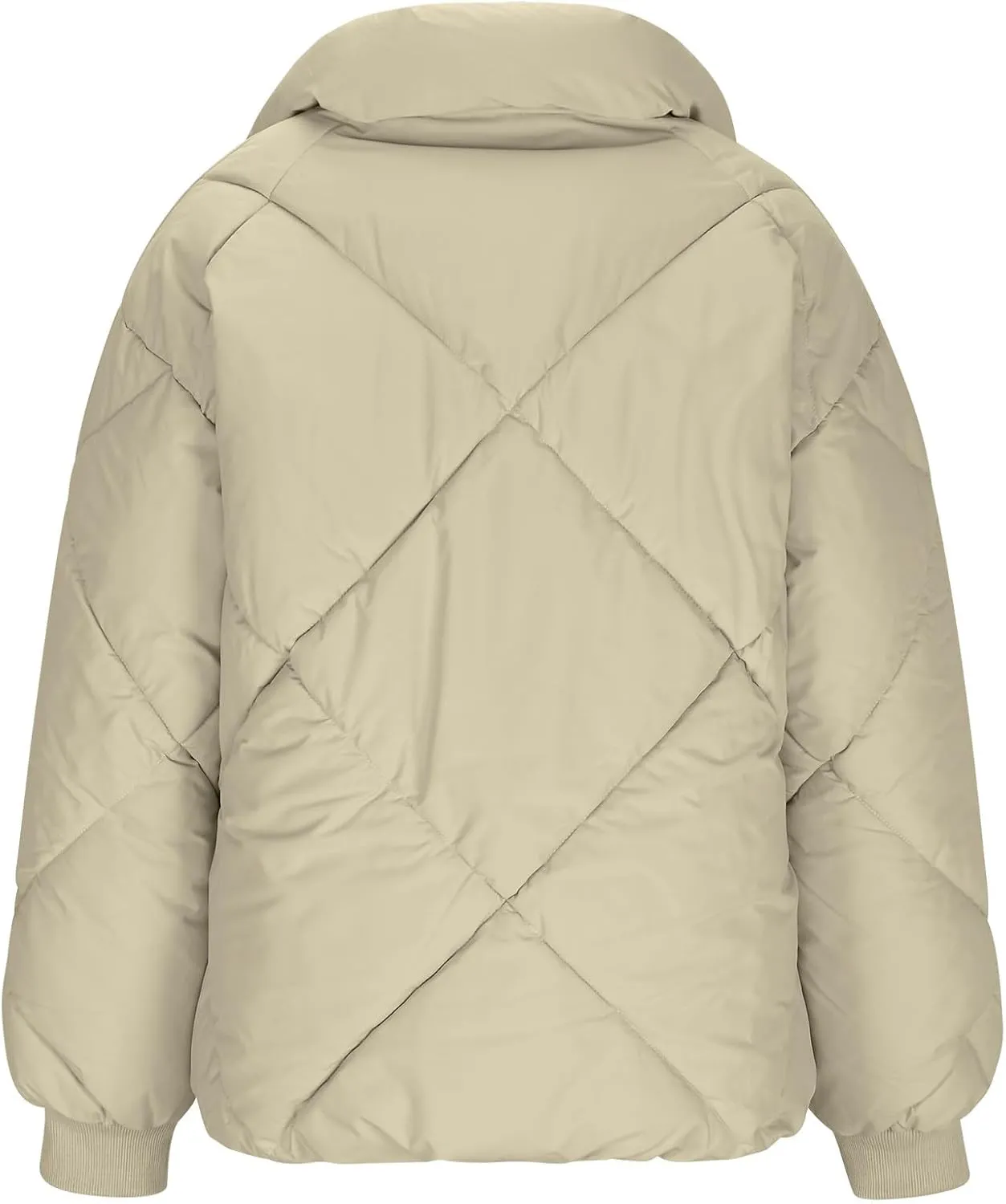 Winter Puffer Coats for Women Full Zipper Cotton-Padded Jacket Button Long Sleeve Pockets Warm Quilted Outerwear