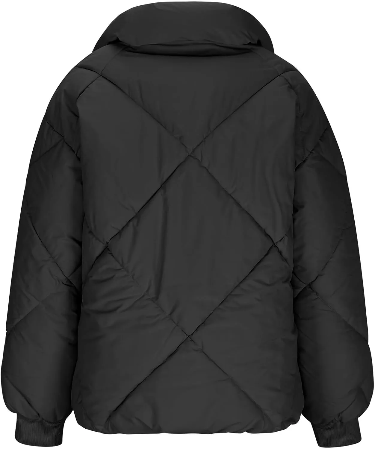 Winter Puffer Coats for Women Full Zipper Cotton-Padded Jacket Button Long Sleeve Pockets Warm Quilted Outerwear
