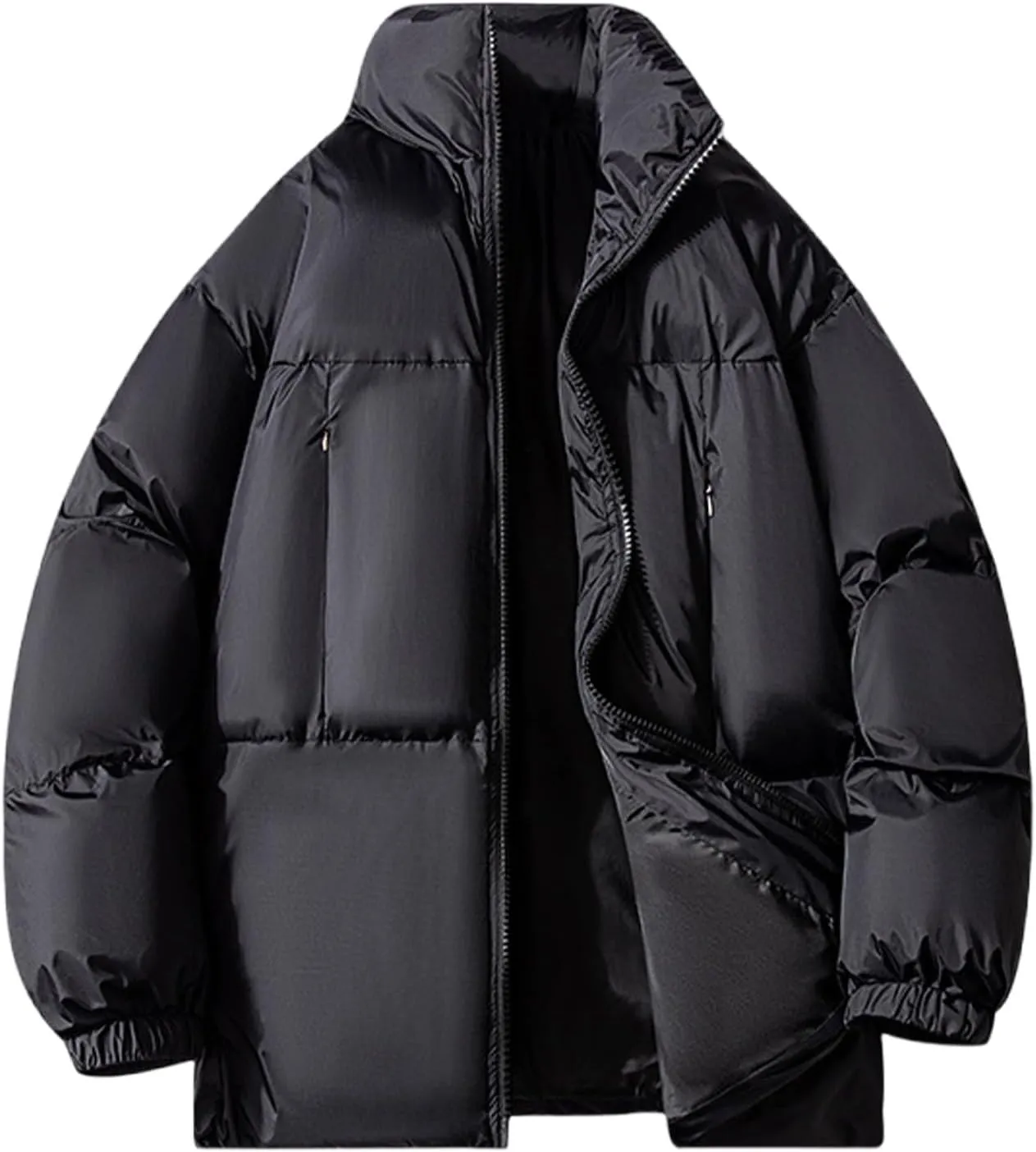 Winter Quilted Insulated Jackets For Men Heavyweight Cotton Padded Jacket Stand Collar Thickened Coats For Travel Ski