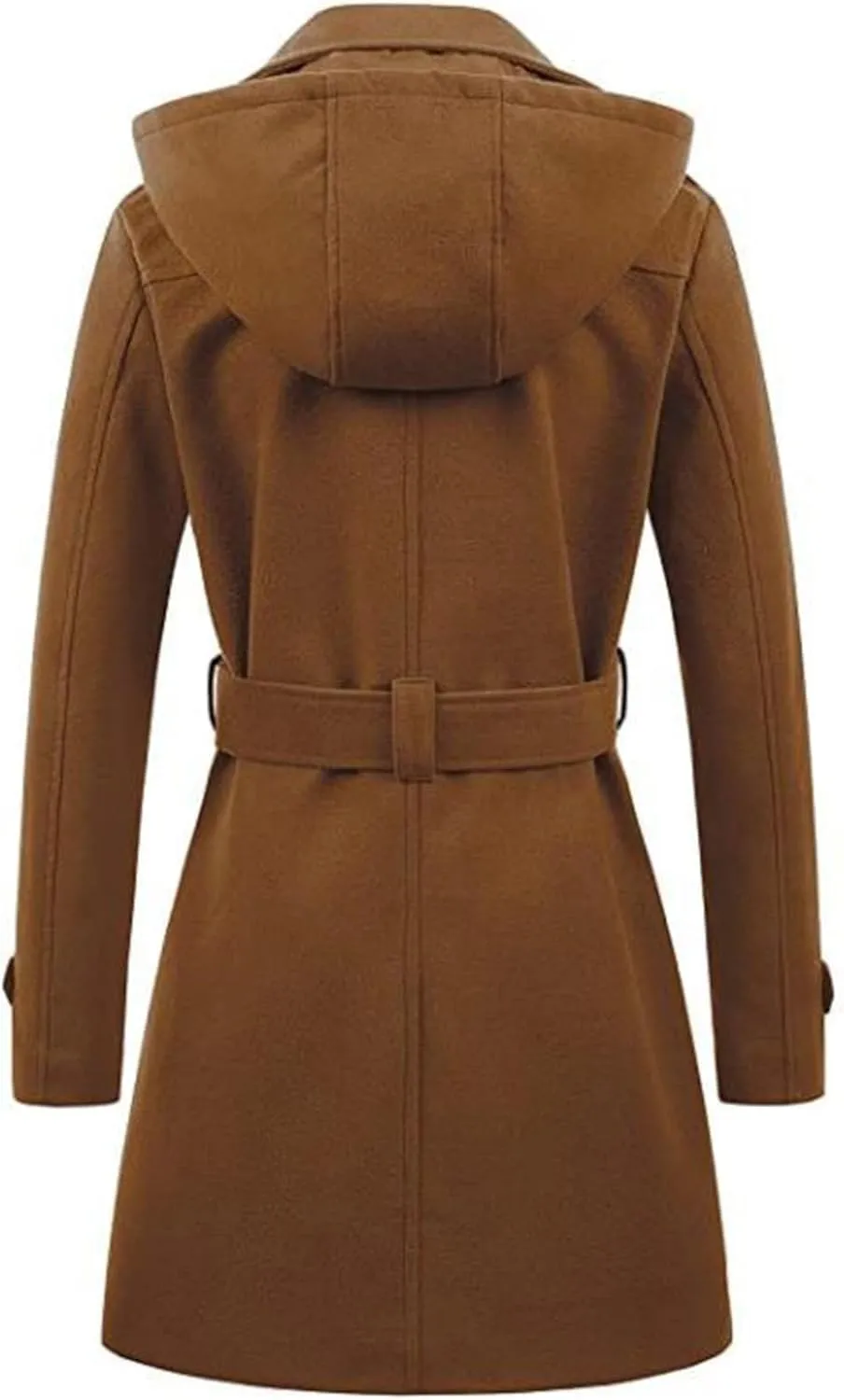 Winter Trench Coat for Women Casual Notched Lapel Collar Overcoat Wool Blend Pea Coat Long Jacket Outerwear