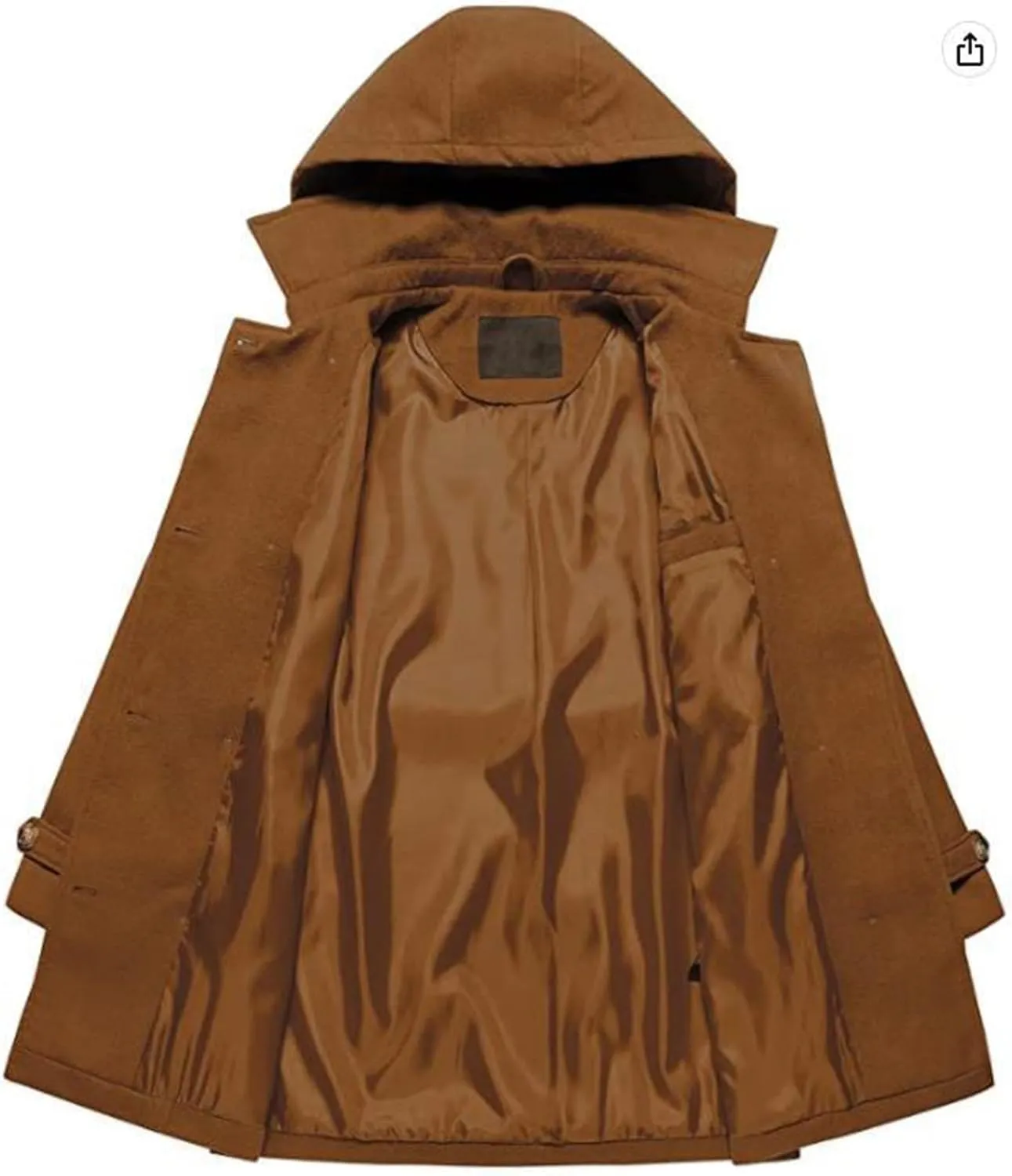 Winter Trench Coat for Women Casual Notched Lapel Collar Overcoat Wool Blend Pea Coat Long Jacket Outerwear