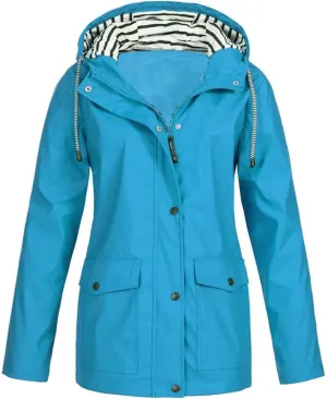 Wkishenl Plus Size Rain Jackets For Women With Hood Waterproof Lightweight Trench Coats Outdoor Hiking Wind Breaker Raincoats