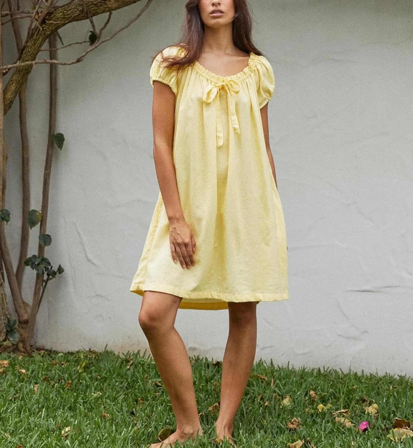 Women Boho Mini Dress Aesthetic Floral Embroidery Puff Short Sleeve Square Neck Short Dress Beach Vacation Clothes