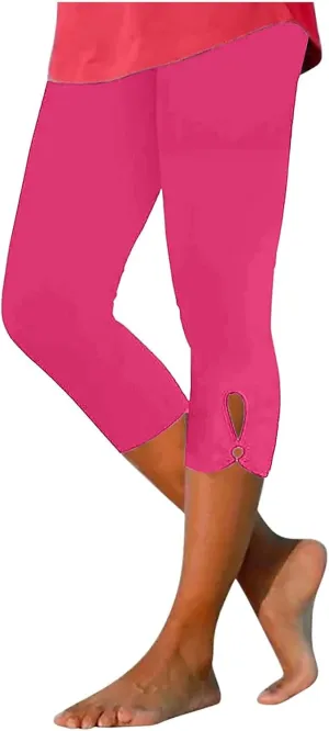 Women Capri Leggings 2024 Dressy Casual Summer Capris Knee Length Crop Pants Trendy Lightweight Ladies Clothing