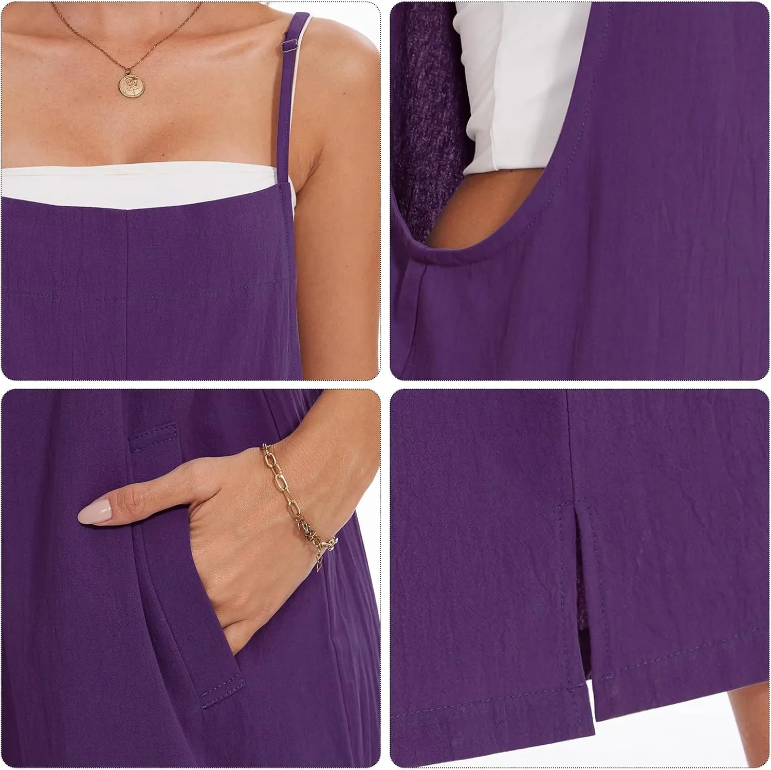 Women Casual Long Bib Pants Overalls Jumpsuits Loose Wide Leg Baggy Rompers Pants with Pockets