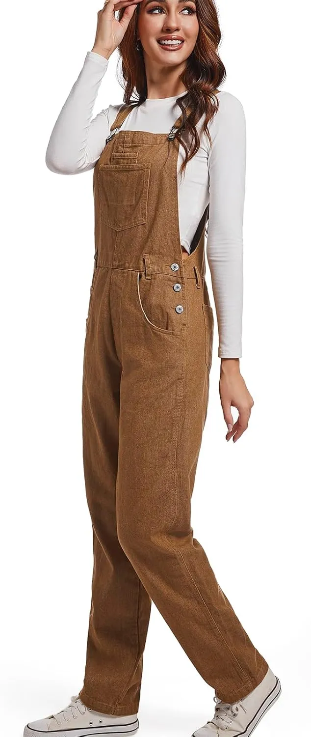 Women Denim Overalls Jean Bib 90s Retro Dungaree Ladies Loose Fit Fashion Cotton Casual Relaxed Jumpsuit