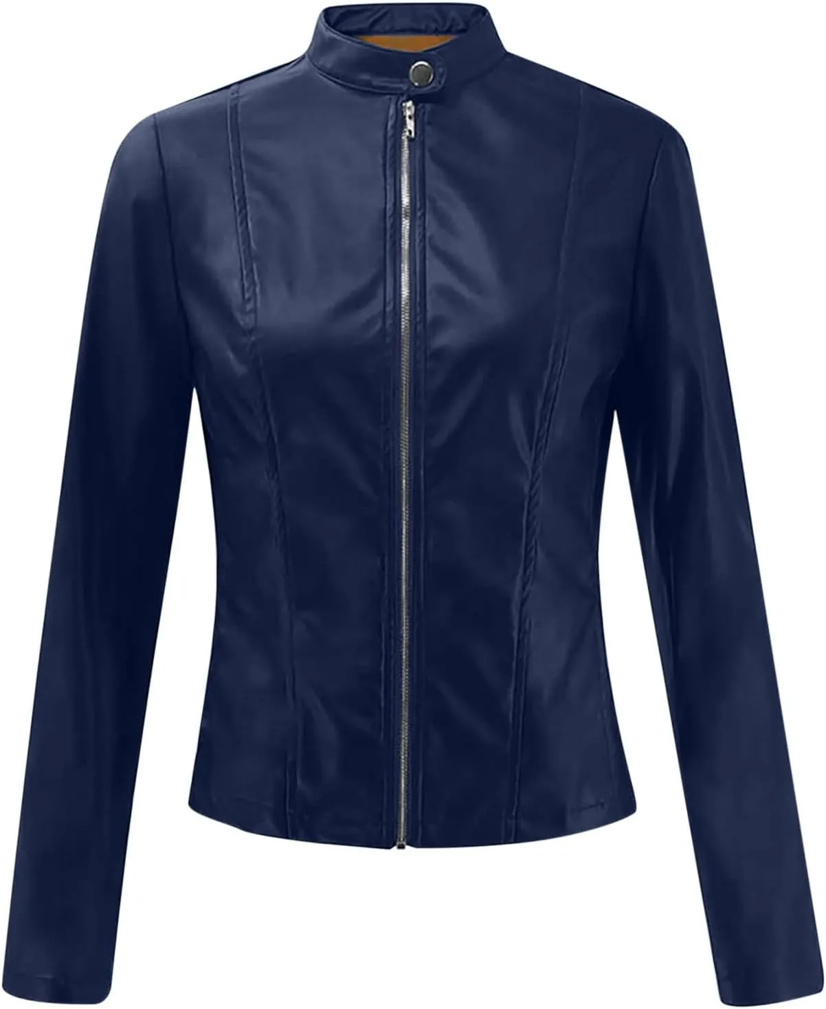 Women Faux Leather Casual Jacket, Fall and Spring Fashion Motorcycle Bike Jacket Coat Zip Up Cardigan Outerwear