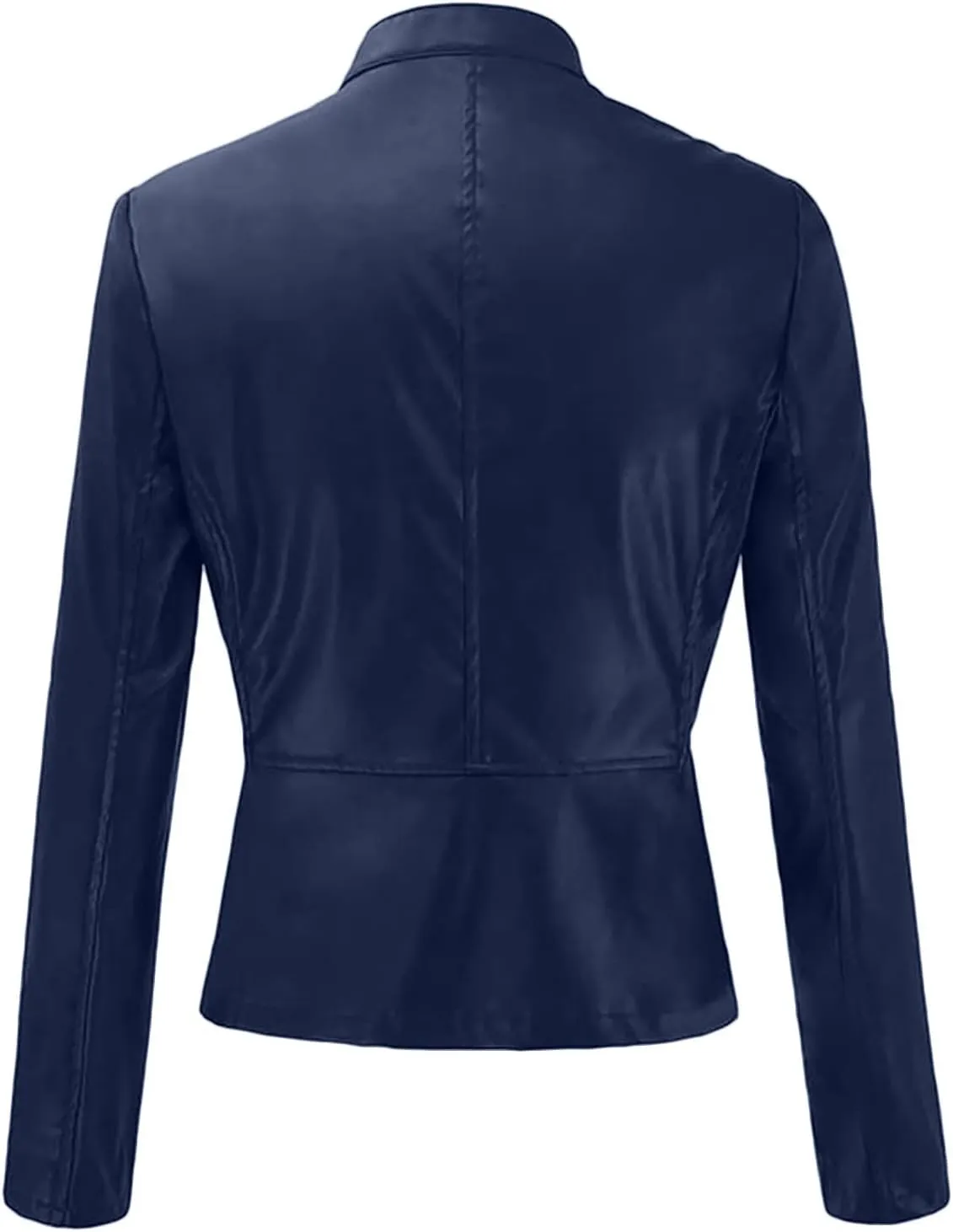 Women Faux Leather Casual Jacket, Fall and Spring Fashion Motorcycle Bike Jacket Coat Zip Up Cardigan Outerwear