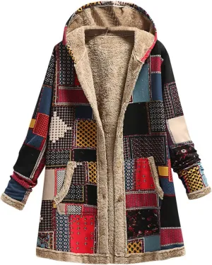 Women Fuzzy Jacket Shearling Lined Fleece Coat Fashion Patchwork Long Sleeve Open Front Cardigan Warm Winter Outwear