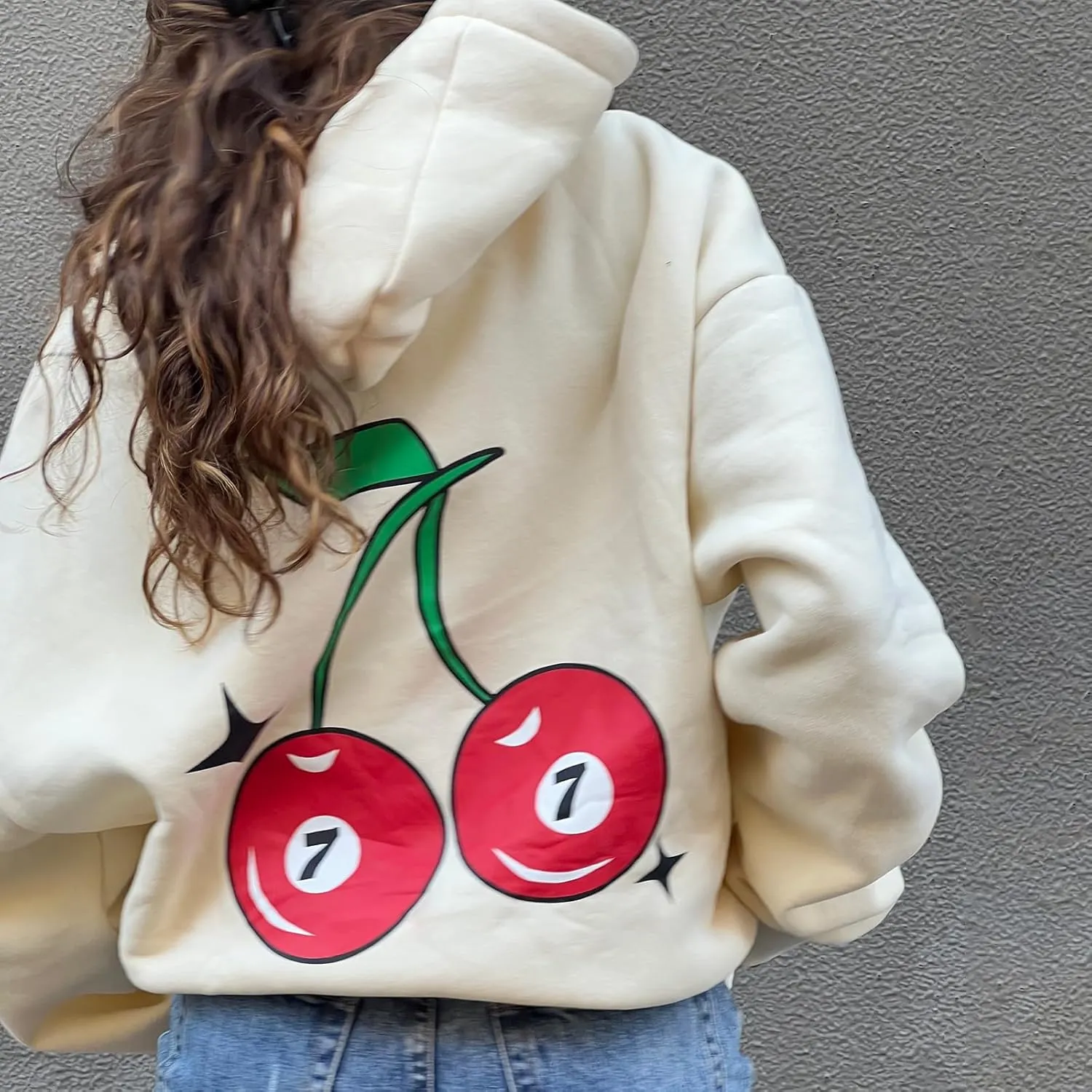 Women Graphic Star Oversized Hoodie Long Sleeve Casual Loose Fall Aesthetic Hooded Sweatshirt with Pocket Streetwear