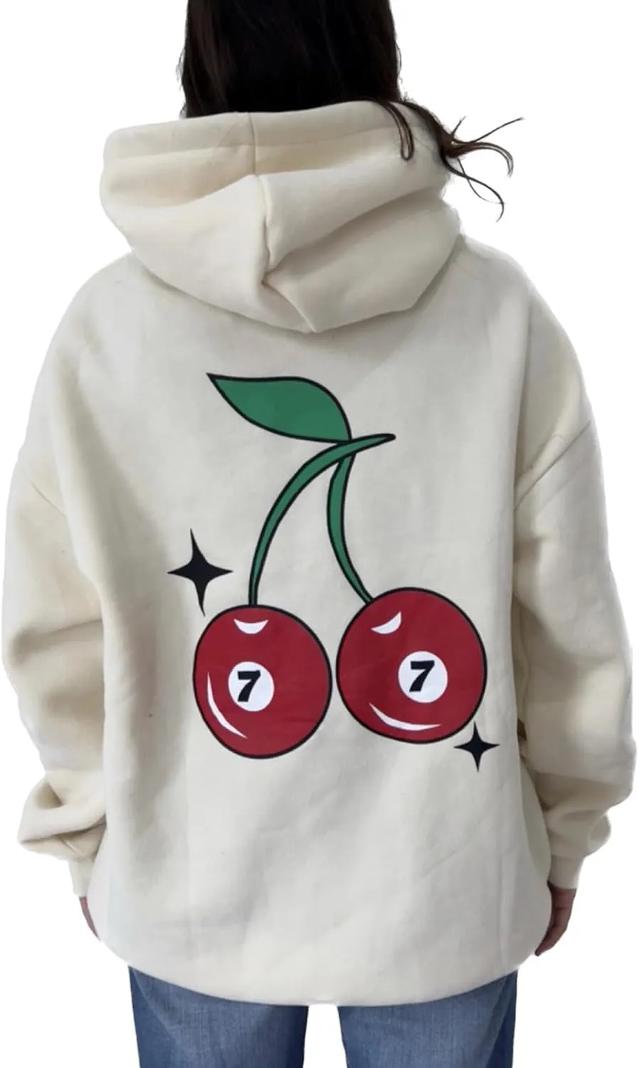 Women Graphic Star Oversized Hoodie Long Sleeve Casual Loose Fall Aesthetic Hooded Sweatshirt with Pocket Streetwear