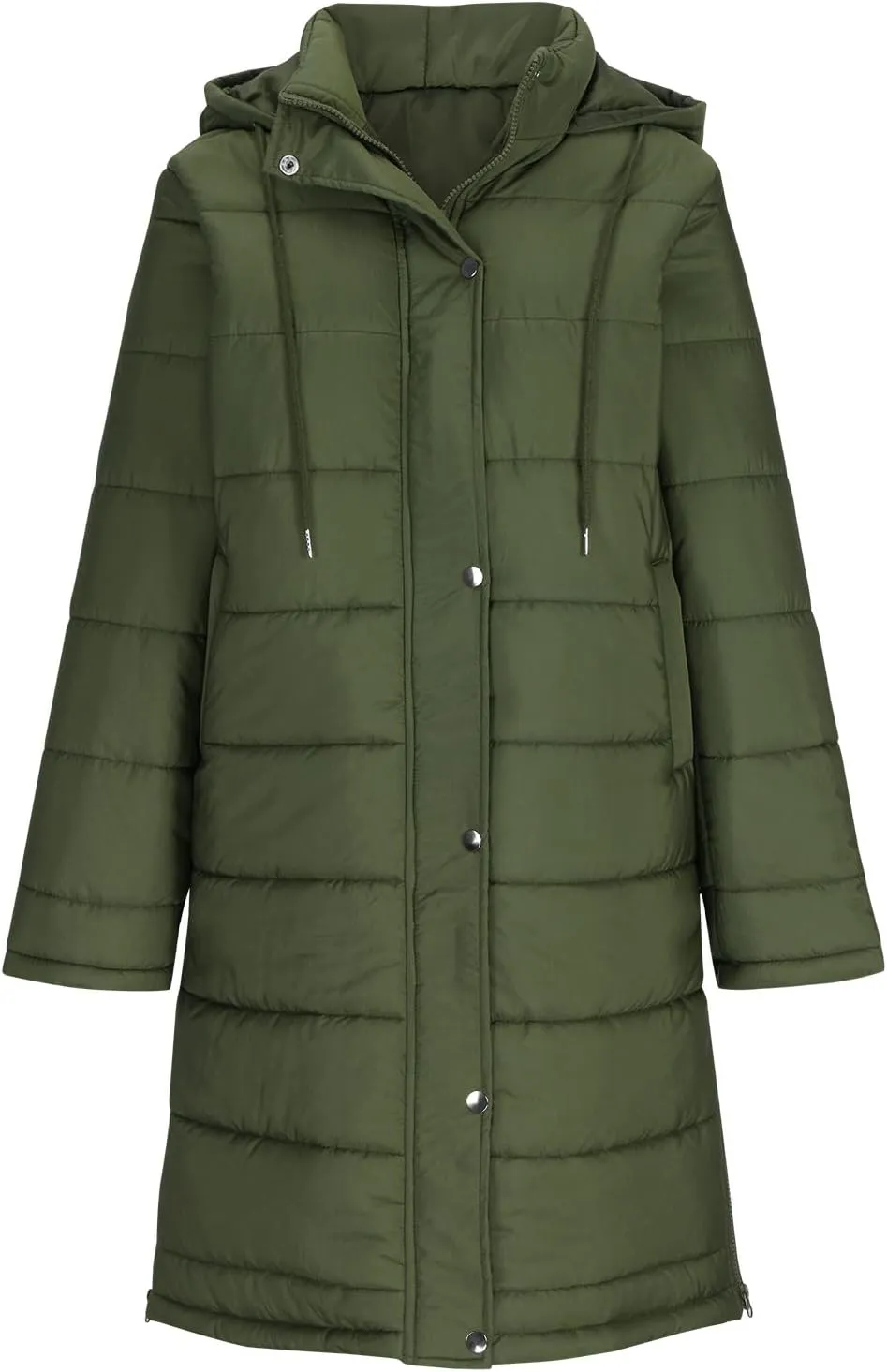 Women Long Puffer Coat Winter Warm Long Sleeve Padded Down Quilted Jackets Fashion Hooded Coats Lightweight Parka Jacket