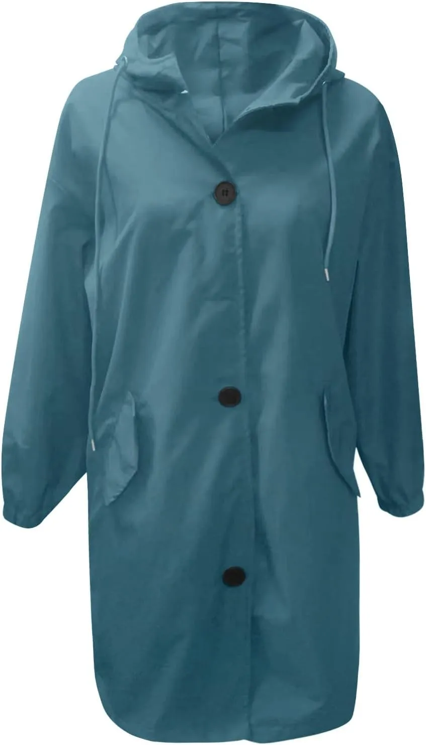 Women Trench Coat Long Sleeve Solid Pocket Cardigan Button Top Sweater Knit Hooded Coat Lapel Slim Casual Petite