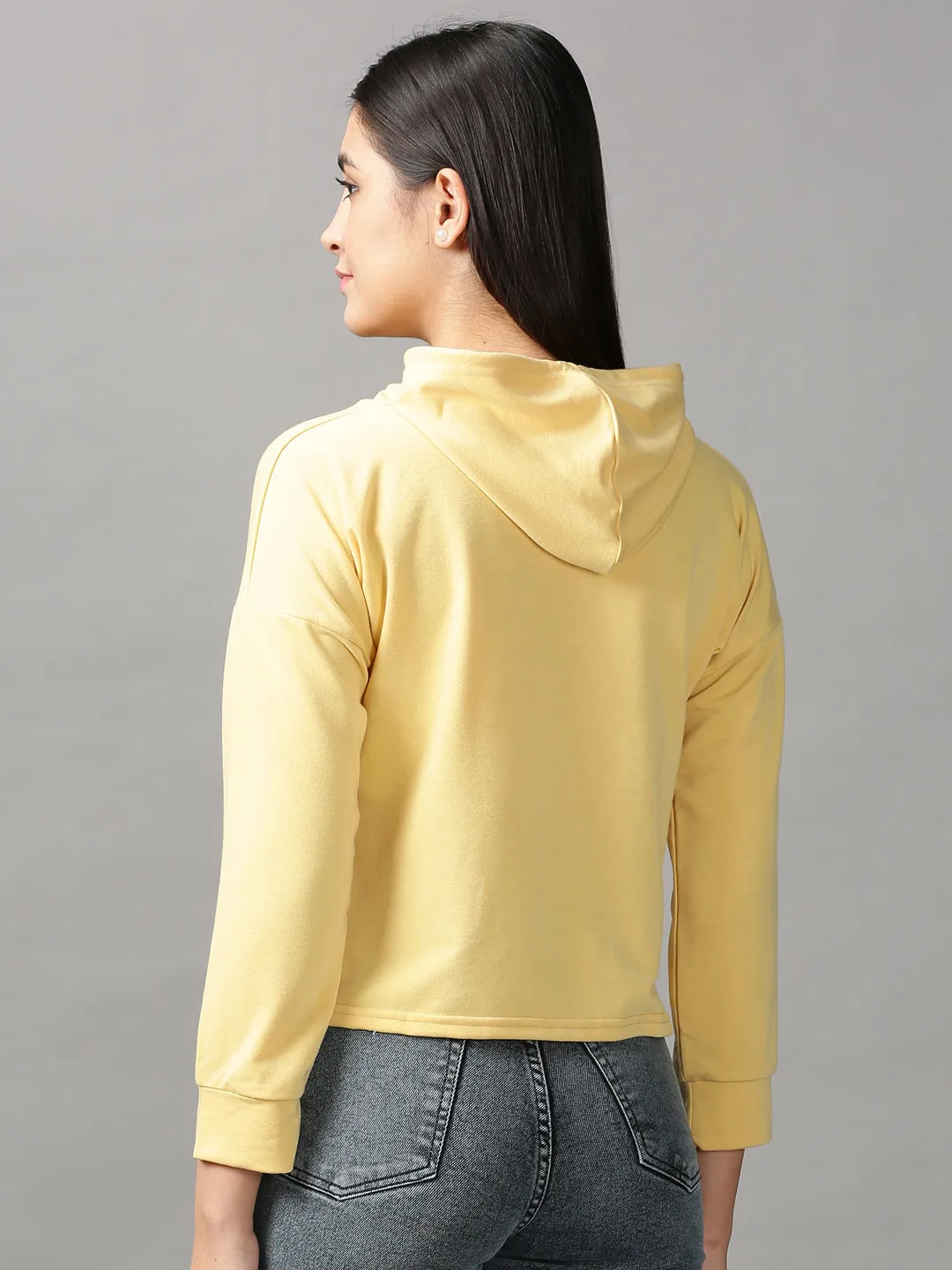 Women Yellow Hooded Top