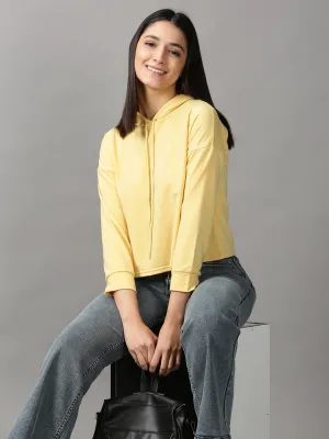 Women Yellow Hooded Top
