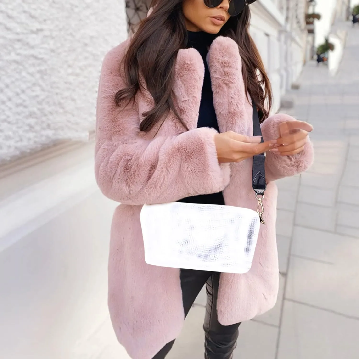 Women's 2023 Winter Coats Coat Pelt Thick Women Fashion Faux Pelt Warm Women's Coat Soft Long Sleeve Open Front Long