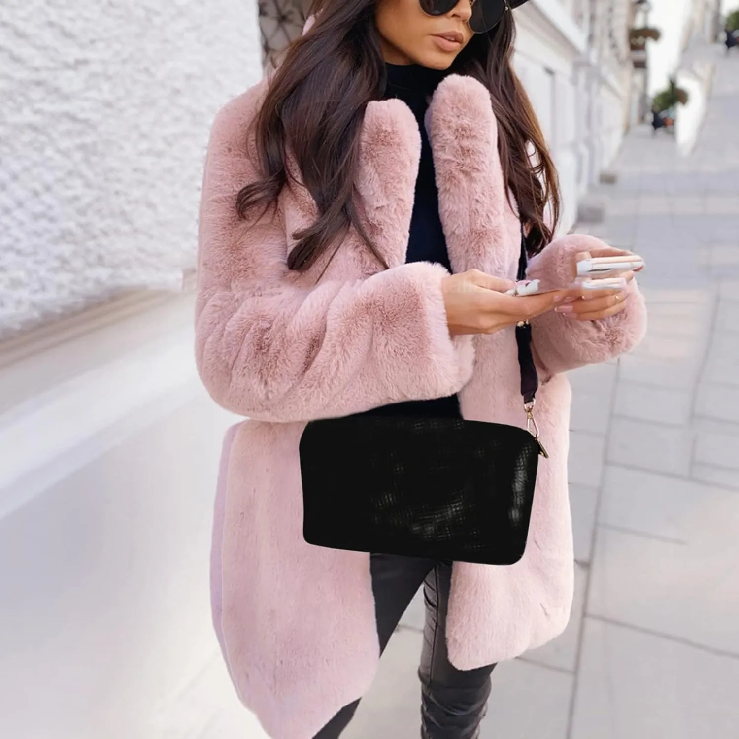 Women's 2023 Winter Coats Coat Pelt Thick Women Fashion Faux Pelt Warm Women's Coat Soft Long Sleeve Open Front Long