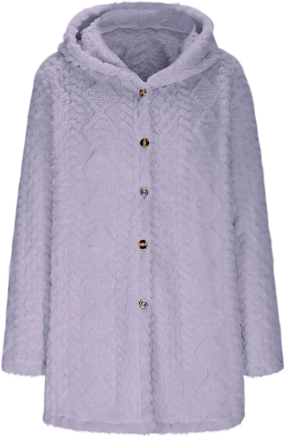 Womens 2024 Winter Long Sleeve Solid Fuzzy Fleece Open Front Hooded Cardigans Jacket Coats Outerwear