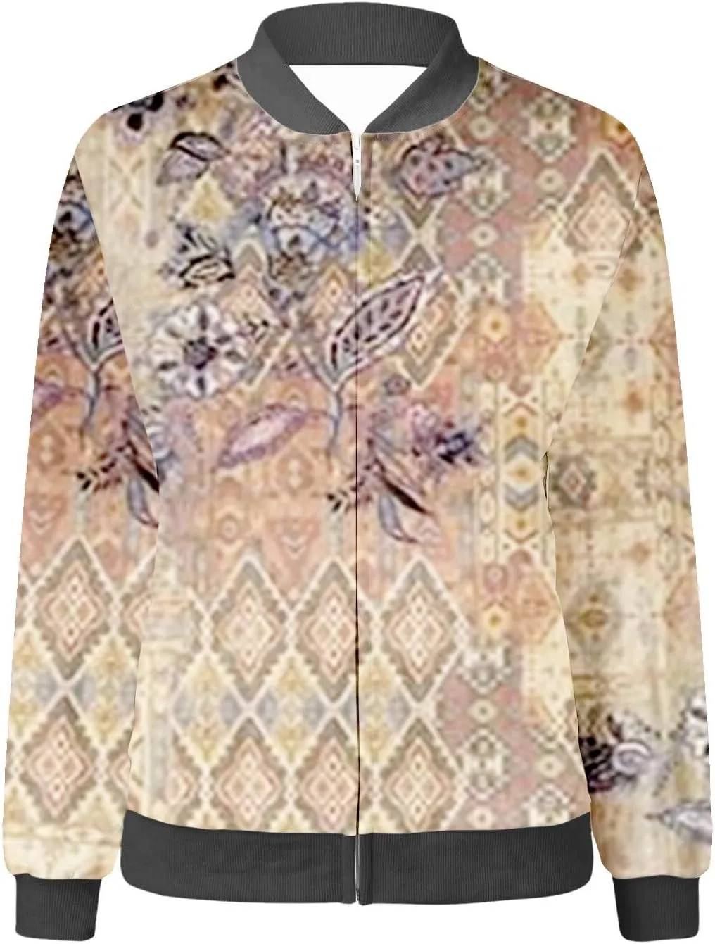 Women's Bomber Jacket 2024 Long Sleeve Classic Gradient Print Jacket Casual Daily Lightweight Short Outwear Tops