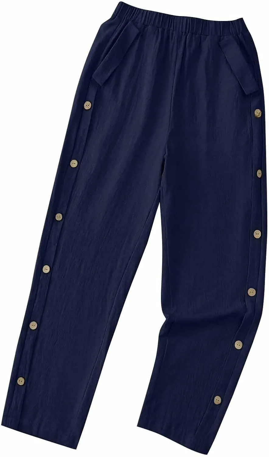 Womens Casual Linen Pants High Waist Pants Summer Boho Beach Pants Lounge Pant Trousers with Pockets Vacation Outfits