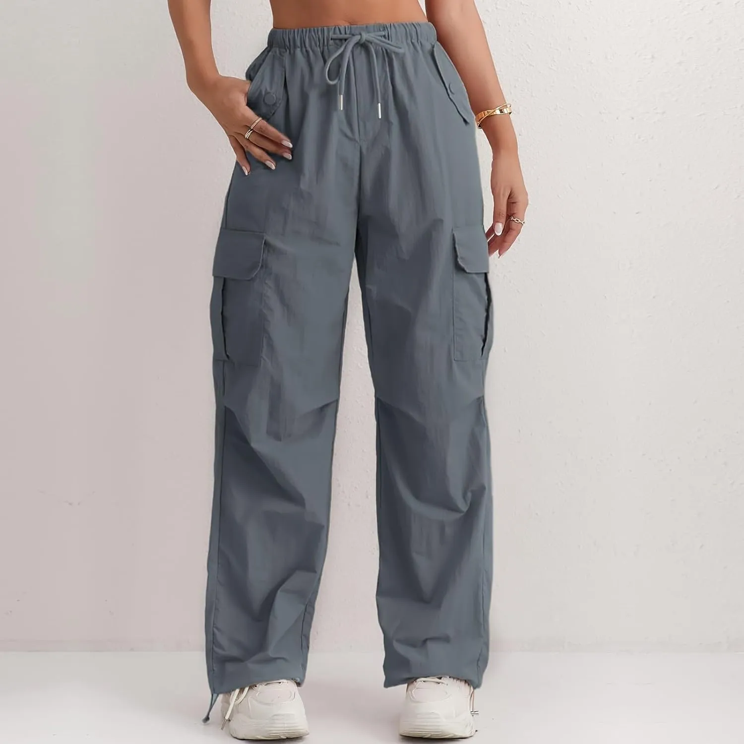 Women's Casual Waist Drawstring Pocket Work Dressy Loose Fit Fashion Pants