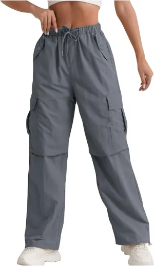 Women's Casual Waist Drawstring Pocket Work Dressy Loose Fit Fashion Pants