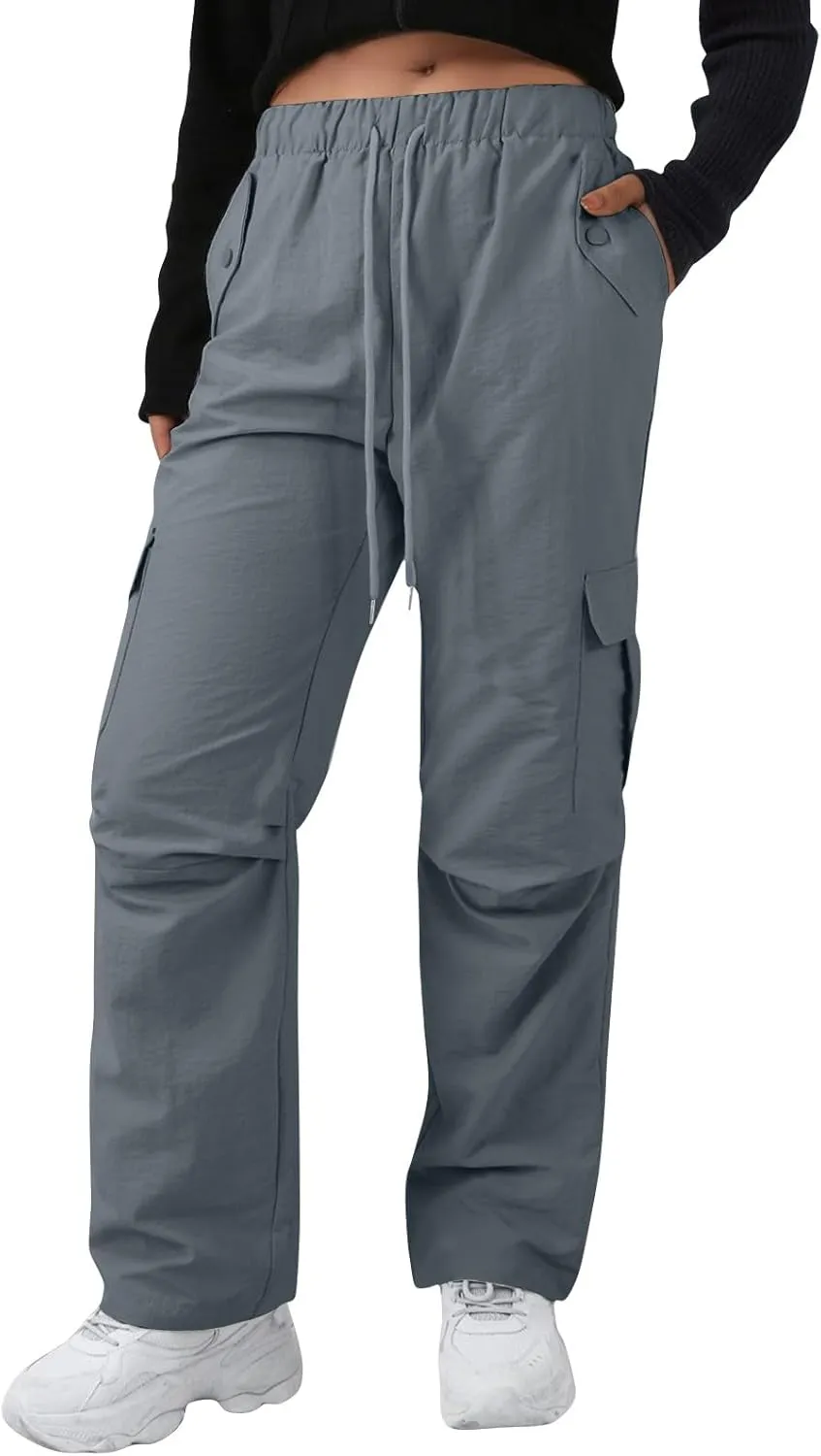 Women's Casual Waist Drawstring Pocket Work Dressy Loose Fit Fashion Pants