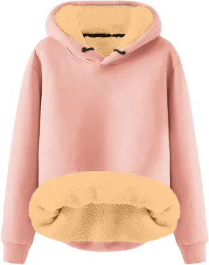 Womens Casual Winter Warm Fleece Lined Pullover Hooded Sweatshirt Oversized Hoodie Vintage Fleece Hoodies