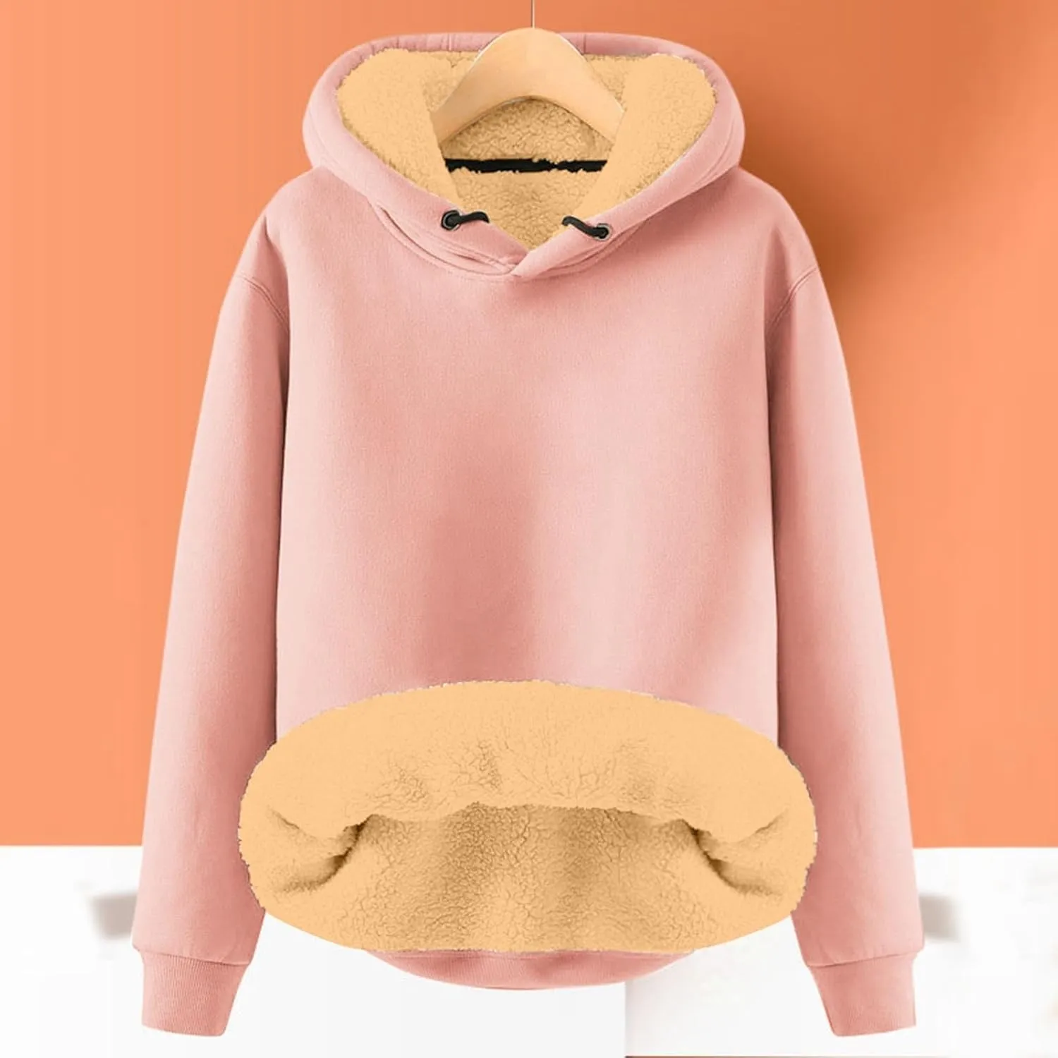 Womens Casual Winter Warm Fleece Lined Pullover Hooded Sweatshirt Oversized Hoodie Vintage Fleece Hoodies