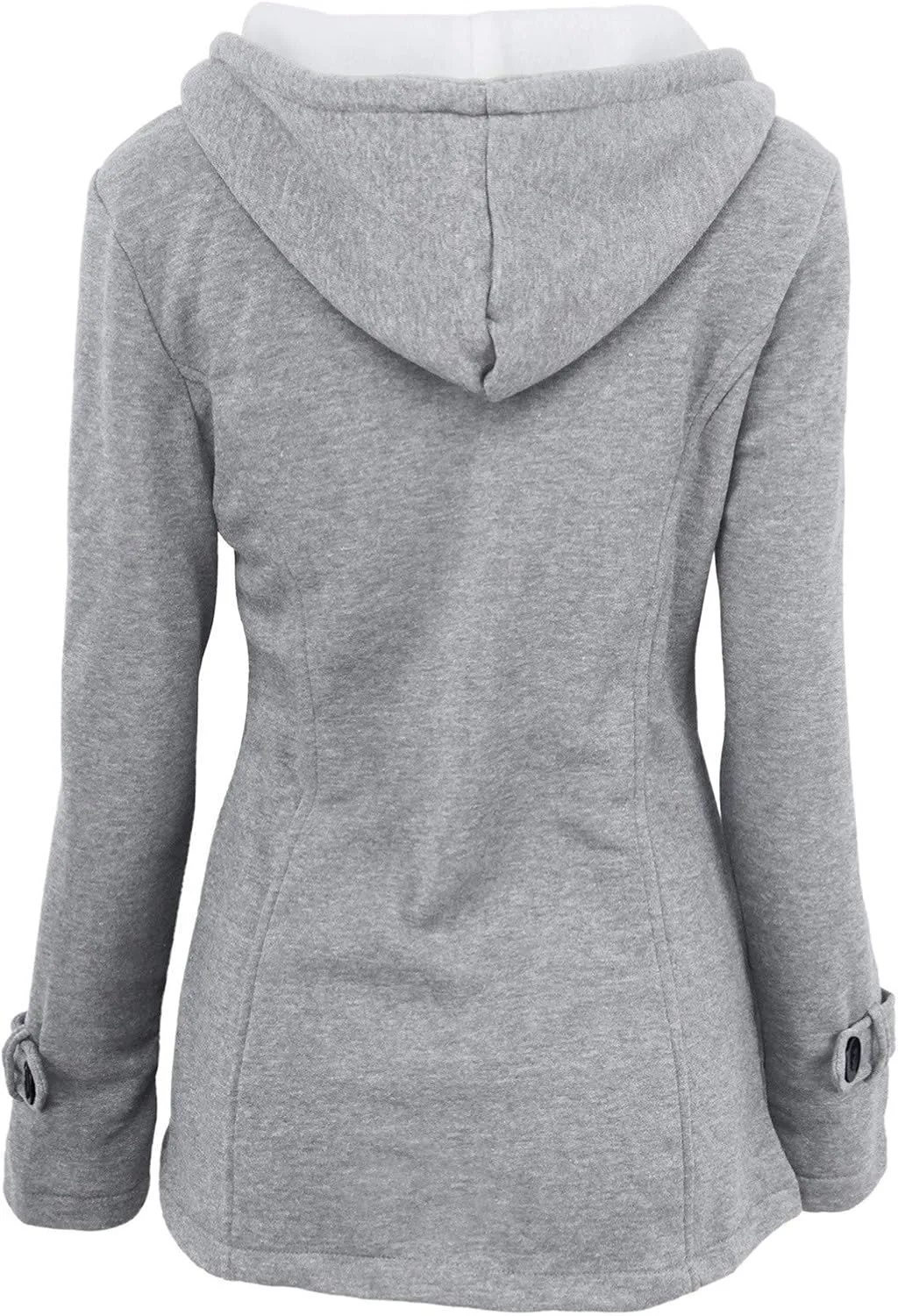 Womens Classic Coat Pocket Zipper Hoodies Sweatshirt Long Solid Color Coat Jacket Causal Fashion Top Casual Notch