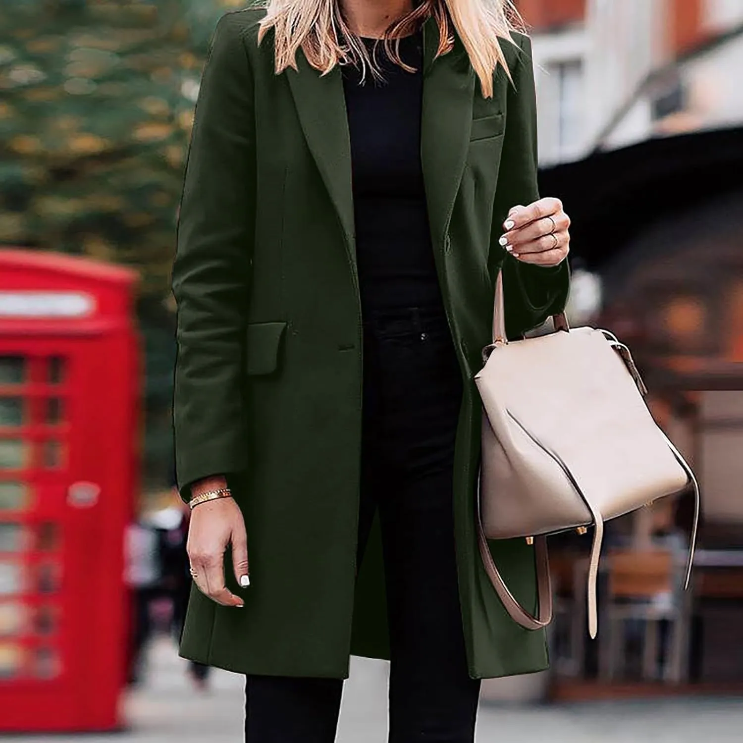Womens Coat Fashion Winter Overcoat Single Breasted Trench Jackets Outwear Mid Long Trench Coat