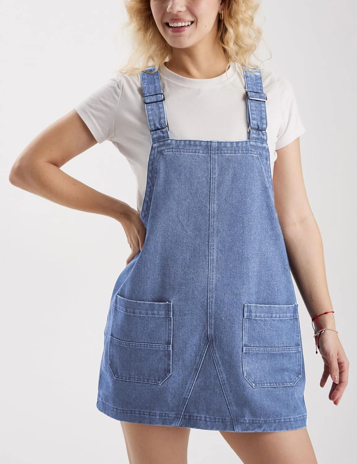 Womens Denim Overalls Casual Adjustable Strap Jeans Rompers Short Overalls Dress