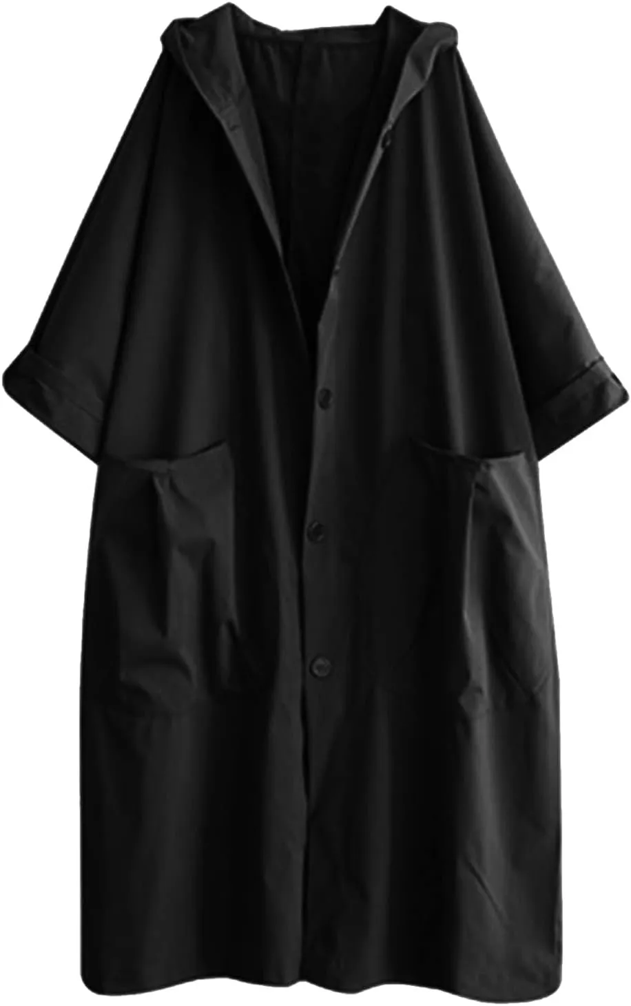 Womens Double Breasted Trench Coat Pocket Cardigan Button Top Sweater Knit Hooded Coat Slim Outerwear Coats Trench