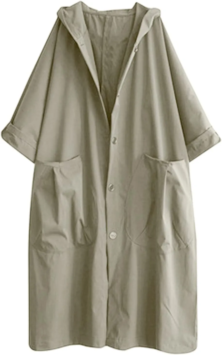Womens Double Breasted Trench Coat Pocket Cardigan Button Top Sweater Knit Hooded Coat Slim Outerwear Coats Trench