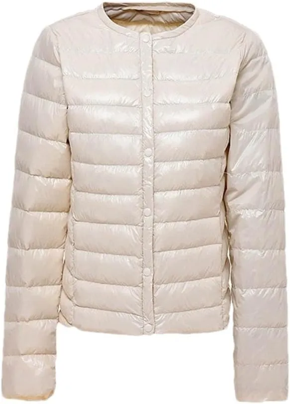 Women's Down Jacket Portable Thin Down Jacket Collarless Down Jacket Down Jacket Lightweight Jacket