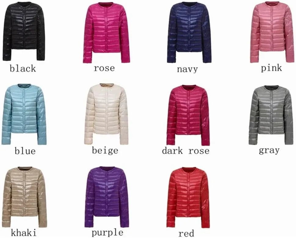 Women's Down Jacket Portable Thin Down Jacket Collarless Down Jacket Down Jacket Lightweight Jacket