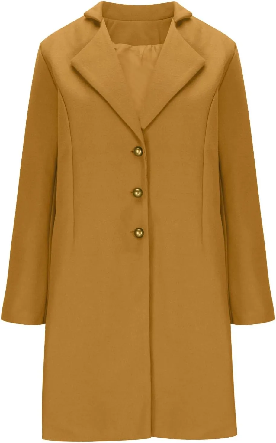 Womens Fashion Trench Coat Wool Blend Single Breasted Woolen Pea Coats Long Sleeve Business Casual Long Jackets