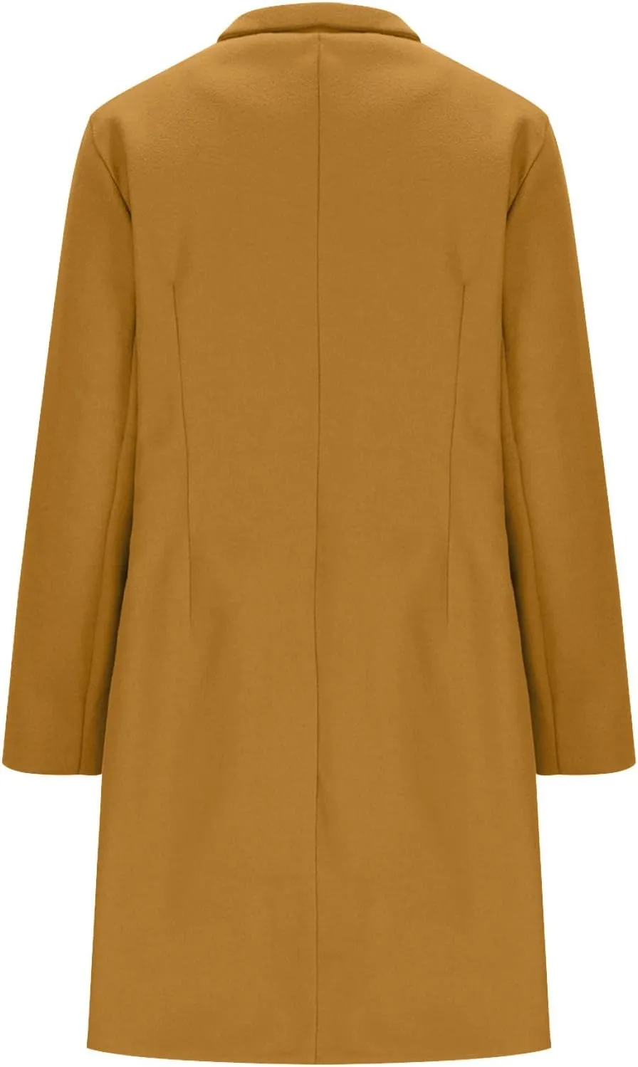 Womens Fashion Trench Coat Wool Blend Single Breasted Woolen Pea Coats Long Sleeve Business Casual Long Jackets