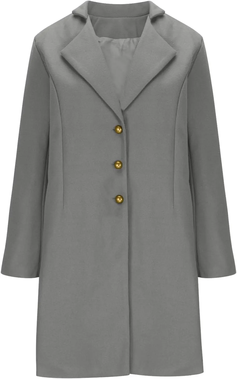 Womens Fashion Trench Coat Wool Blend Single Breasted Woolen Pea Coats Long Sleeve Business Casual Long Jackets