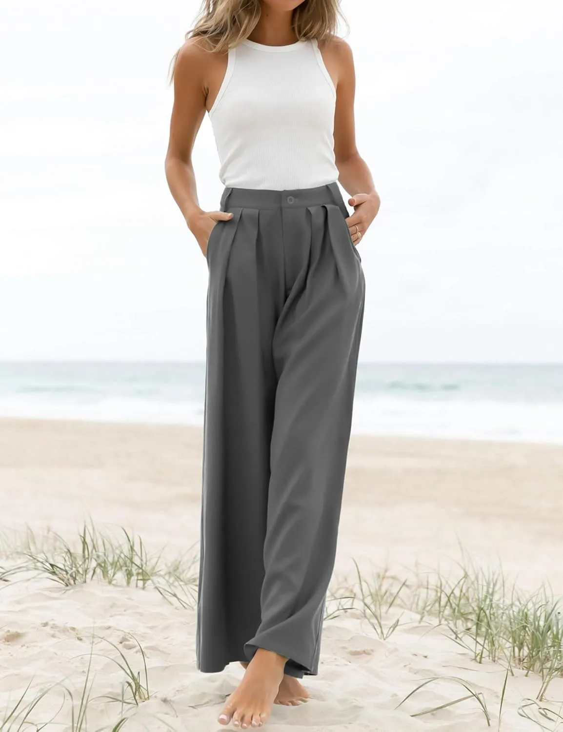 Women's High Waist Casual Wide Leg Palazzo Pants, Dress Pants for Women, Work Pants with Pockets for Women Office.