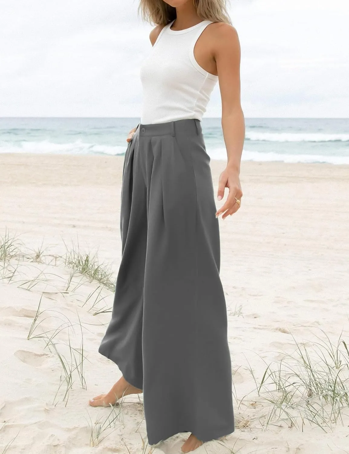 Women's High Waist Casual Wide Leg Palazzo Pants, Dress Pants for Women, Work Pants with Pockets for Women Office.