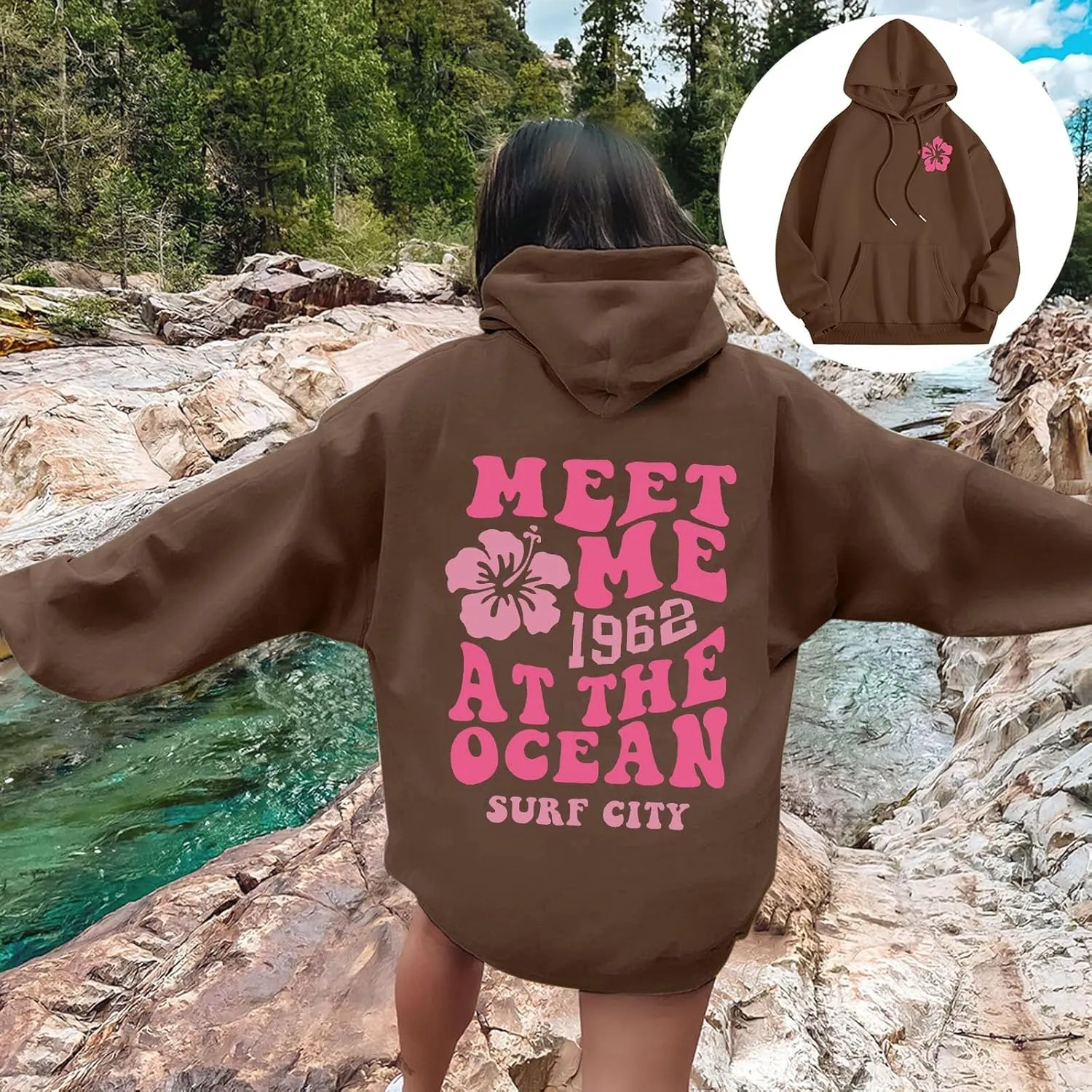 Womens Letter Print Graphic Hoodies Y2K 2025 Oversized Cute Preppy Long Sleeve Drawstring Sweatshirt with Pocket