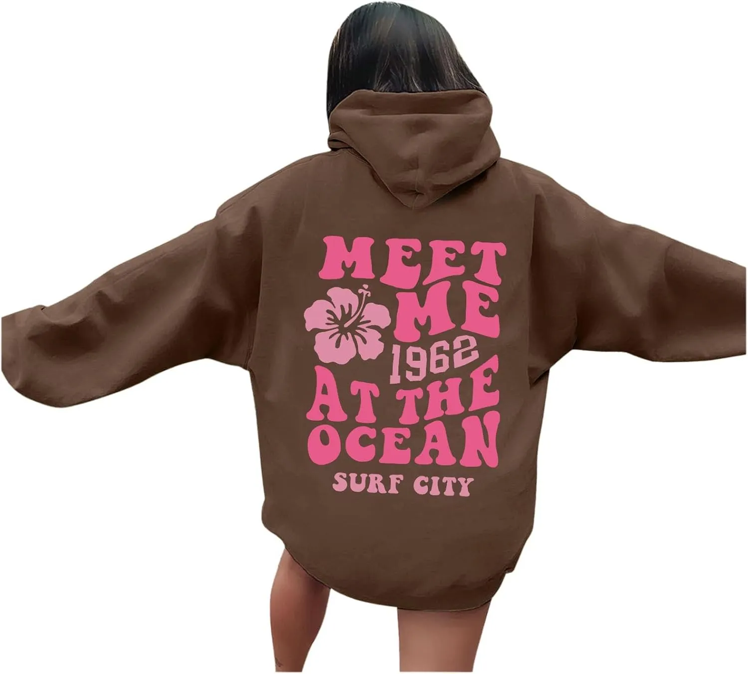 Womens Letter Print Graphic Hoodies Y2K 2025 Oversized Cute Preppy Long Sleeve Drawstring Sweatshirt with Pocket