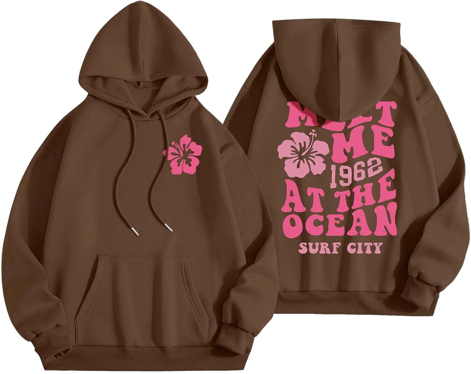 Womens Letter Print Graphic Hoodies Y2K 2025 Oversized Cute Preppy Long Sleeve Drawstring Sweatshirt with Pocket