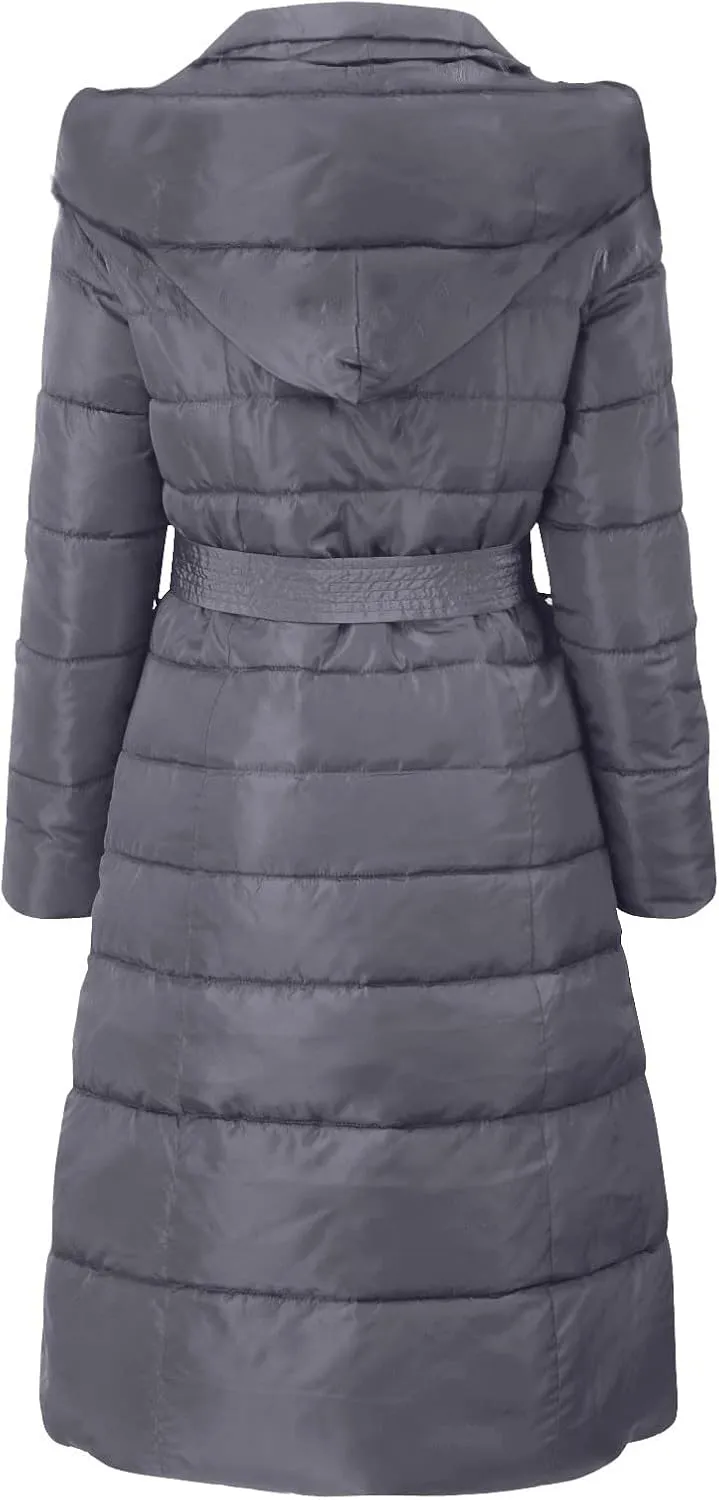 Womens Long Puffer Coat Packable Down Jacket Ultralight Parkas Jacket Maxi Zip Up Thicken Hooded Padded Coat