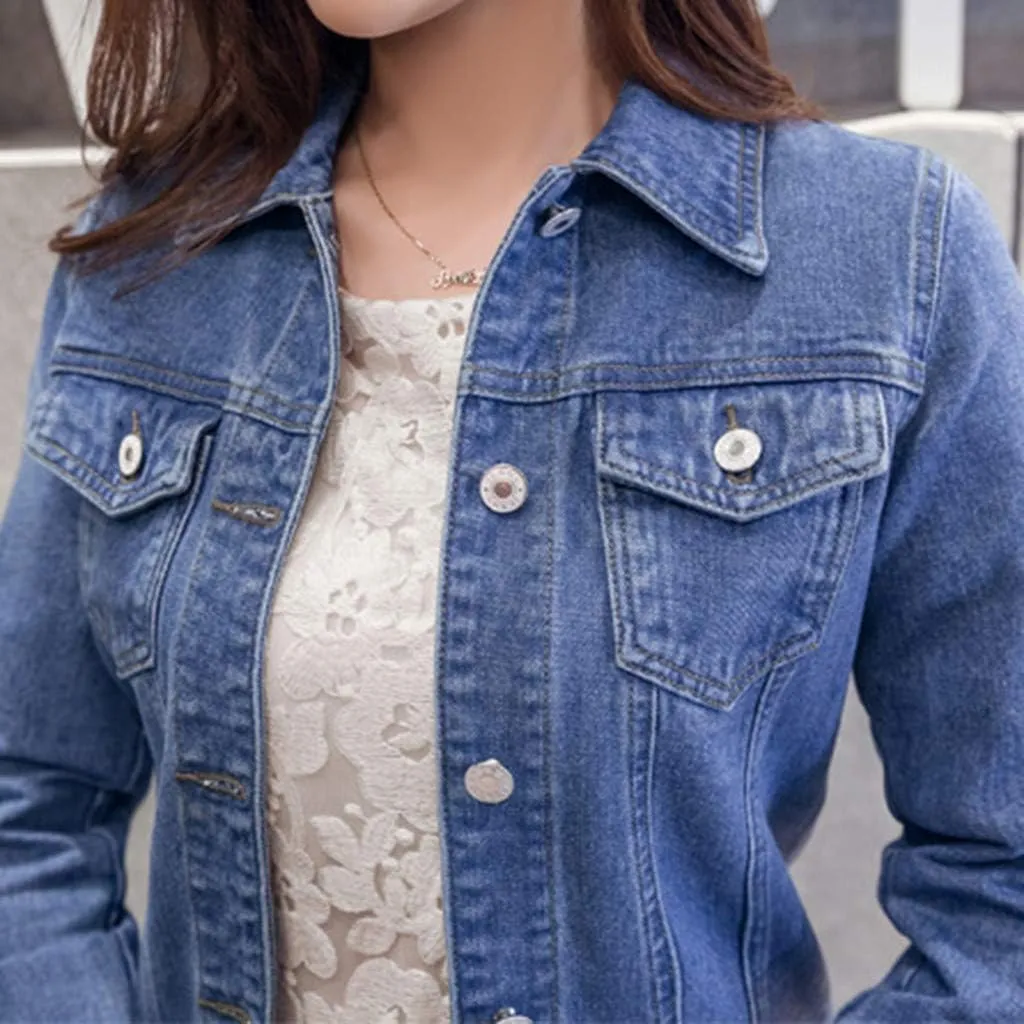 Women's Oversized Denim Jacket Casual Long Boyfriend Distresse Jean Jacket Autumn Spring Washed Denim Jacket 2024